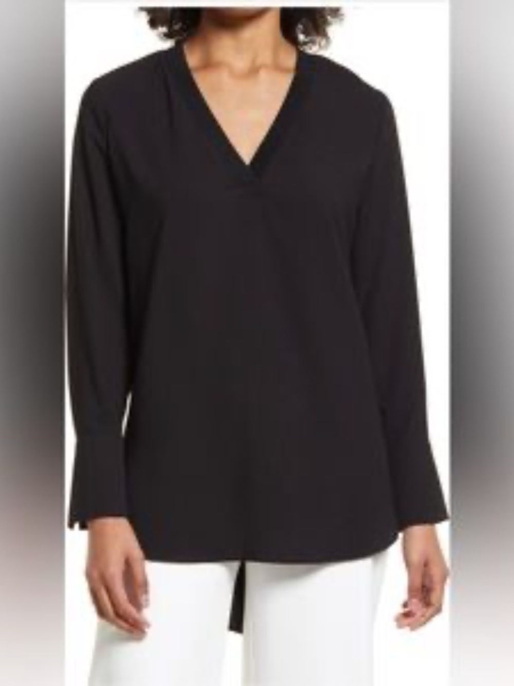 Nordstrom Tunic Top Women’s Medium Black Long Sleeve Blouse